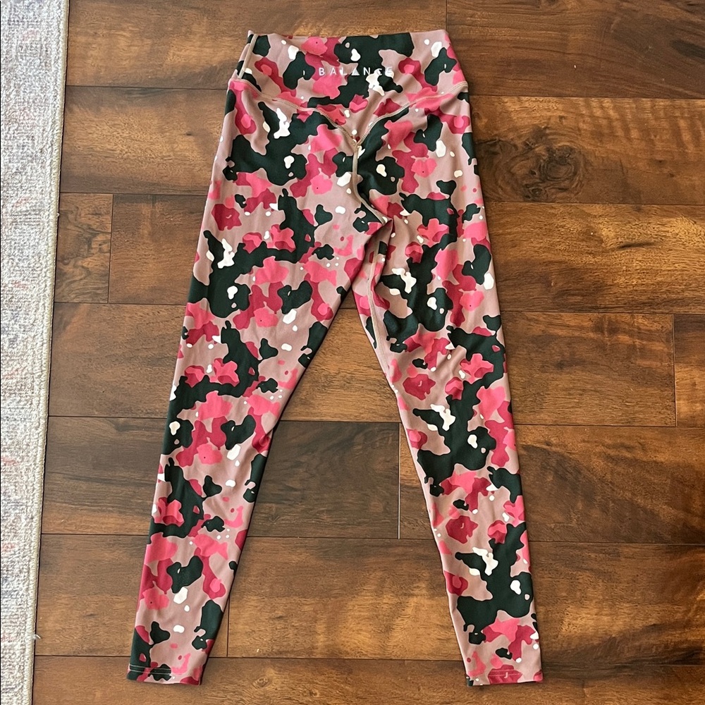 Balance Athletica Pink and Black Camo Leggings